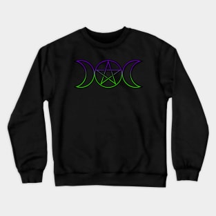 Triple Moon Goddess Purple Green Crewneck Sweatshirt